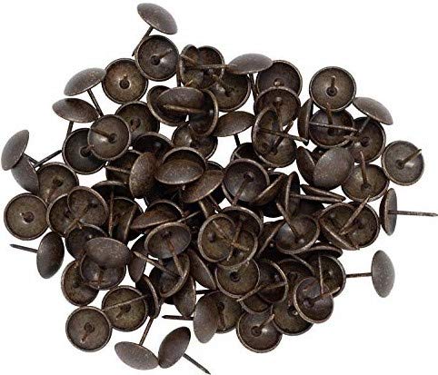 Premium Upholstery Tacks, 3/4-inch Diameter Nailhead Pins, Large Decorative Trim for Furniture (80, Dark Antique Brass) 80