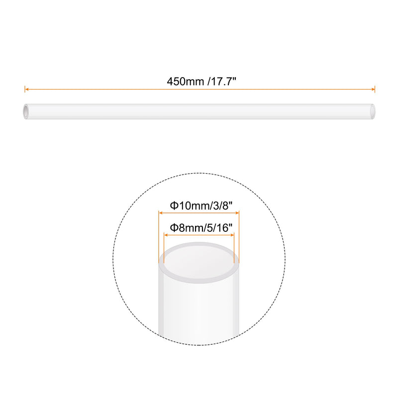 18" Clear Plastic Rigid Pipe 8mm x 10mm(5/16" x 3/8") Acrylic Tube Round Polycarbonate Tubing, [for Plumbing, Hydraulics, Pneumatics, Aquarium, DIY] 1 5/16" x 3/8"
