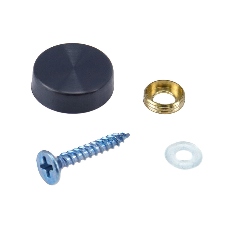 Mirror Screws Cap,8Pcs 16mm(5/8") Black Stainless Steel Mirror Nails Decorative Screw Caps Advertising Nails