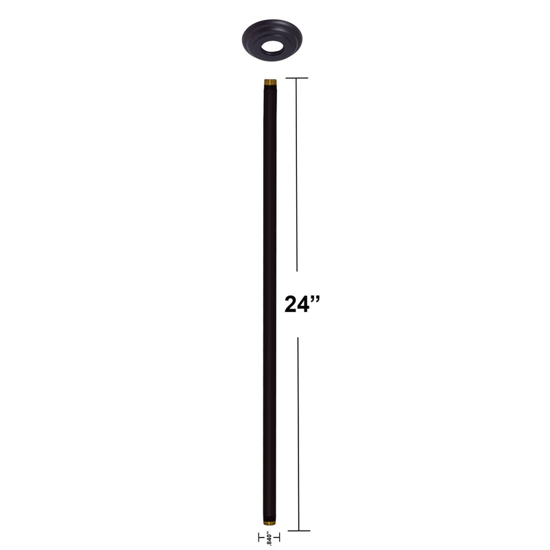 Westbrass 1/2" IPS x 24" Ceiling Mounted Shower Arm with Flange, Matte Black, D3624A-62 1 Pack