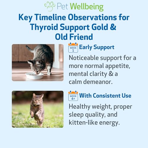 Pet Wellbeing Old Friend & Thyroid Support Gold for Senior Cats - NASC Certified & Vet-Formulated Senior Wellness & Thyroid Balance Bundle, Herbal Liquid Formula, Natural Bacon Flavor, 2 (2oz)