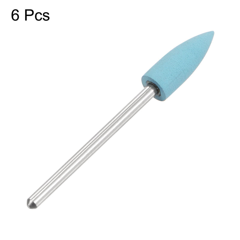 uxcell 6pcs 600 Grits Abrasive Mounted Stone 2.35mm Shank 1/4"(6mm) Dia Pointed Point Heads Stone Grinding and Polishing Wheels for Nail Polishing Light Blue 6 - NewNest Australia