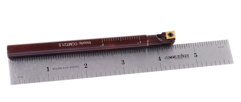 Accusize 3/8" Right-Hand SCLCR Coolant Through Indexable Boring Bar | 4.33 in OAL, 0.480 in Min Bore, CCMT 21.5 Carbide Inserts, 13° Approach Angle, 2800-0035 3/8 in