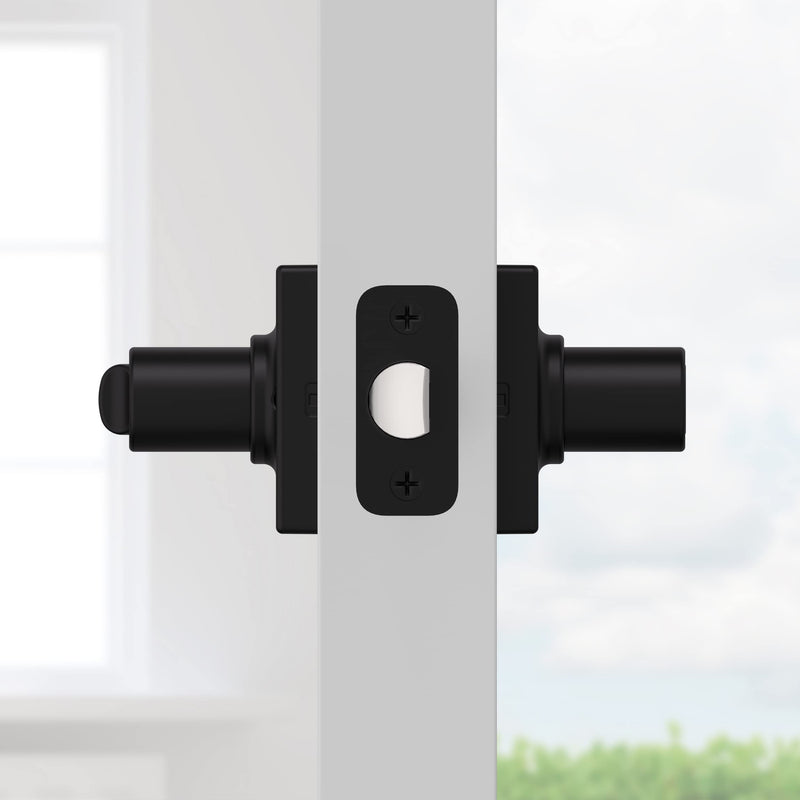 Kwikset Ladera Interior Privacy Door Handle with Lock, Door Lever For Bathroom and Bedroom, Matte Black Reversible Keyless Turn Lock