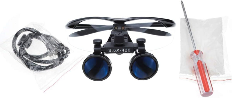 BoNew-Oral 3.5X420MM Surgical Binocular Loupe Magnifier Antifog Loupes Surgical Magnifier Optical Glasses (Black)