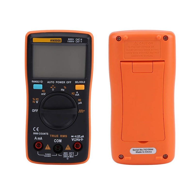 Multimeter, AN8008 True-RMS Digital Multimeter AC DC Voltage Ammeter Current Ohm Meter Ranging Fast Accurately Measures Voltage with Bag