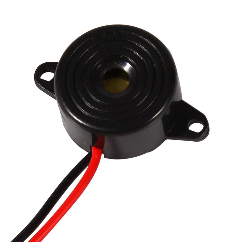 Mugast 3-24V Piezoelectric Electronic Buzzer Alarm, Black, 1 Pack, Wired, Car Compatible
