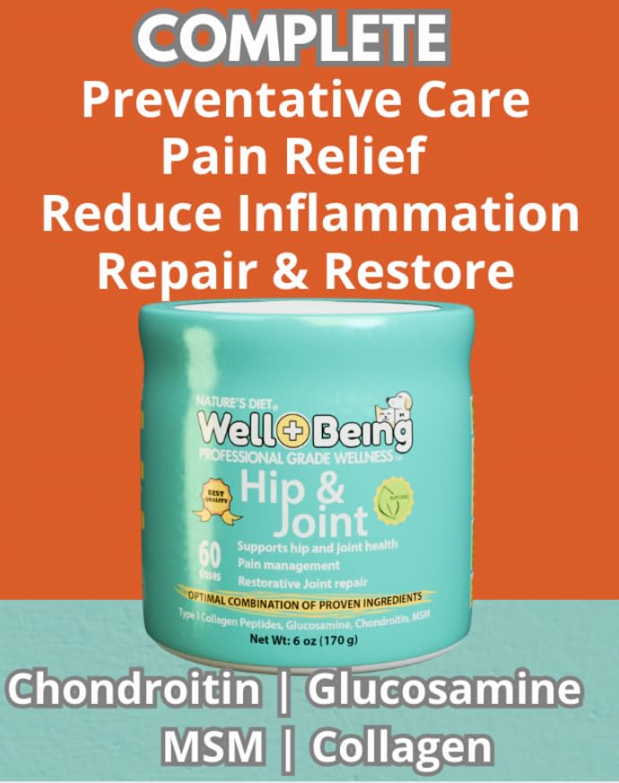 Well-Being for Dogs Joint Health Supplement, Contains Glucosamine, Plus Chondroitin, Collagen and MSM, Professional Grade Wellness Supports Healthy Joints, For All Breeds and Sizes, 60 Doses