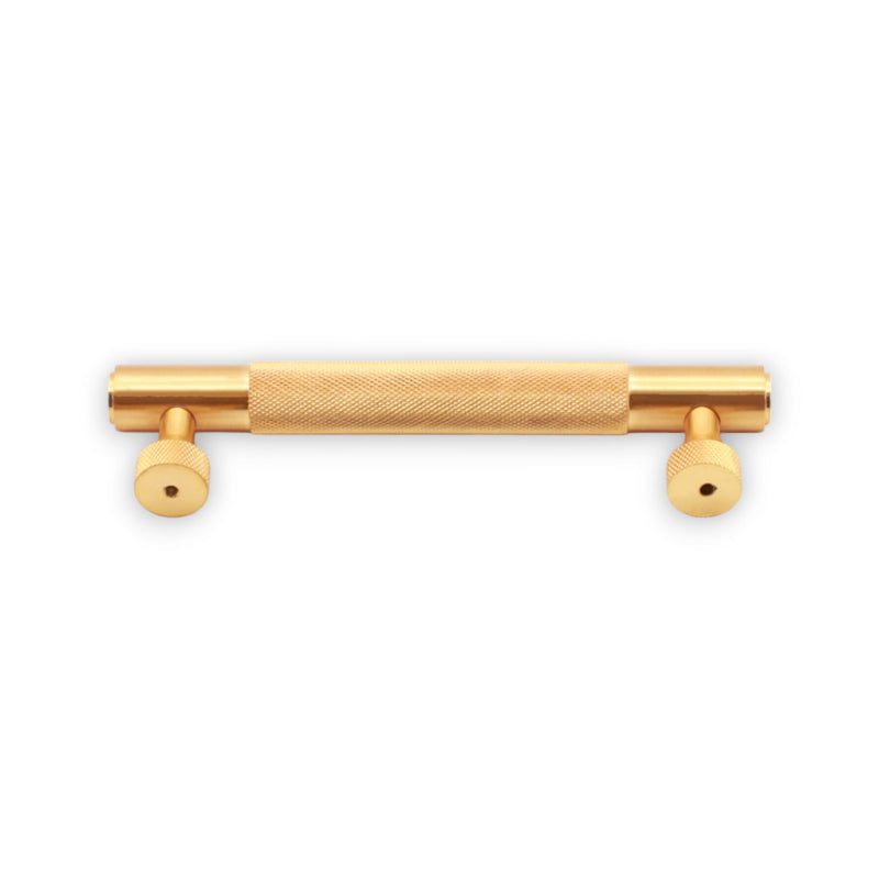 Infinity Decor Pair of Satin Brass Knurled Cabinet Drawer T Bar Pull Handle - 160mm Ideal for Kitchen Cupboard, Wardrobes, Interior Furniture Doors