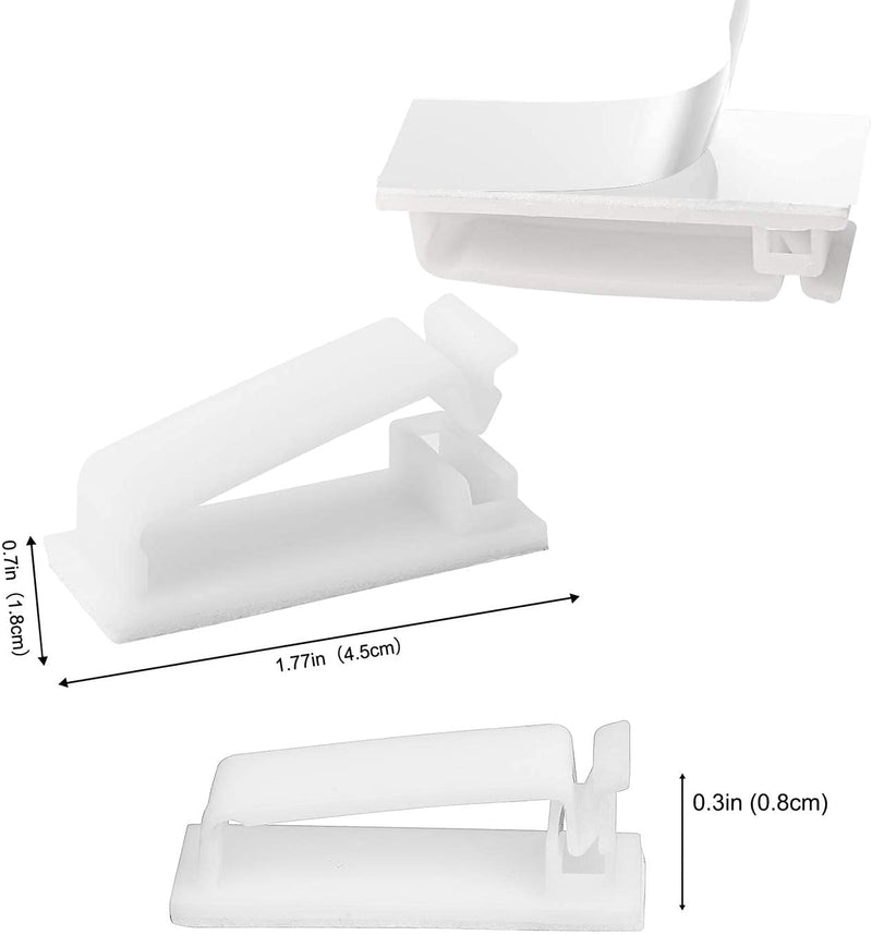 SOULWIT 50Pcs Self Adhesive Cable Management Clips, Cable Organizers Wire Clips Cord Holder for TV PC Ethernet Cable under Desk Home Office (White) White - NewNest Australia