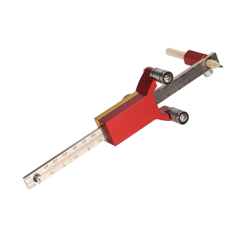 Hyuduo 3-in-1 Woodworking Scribe RulerAluminum Alloy Layout Tool with Metric/Imperial Scale for Straight Line, Parallel Line Arc Line Marking