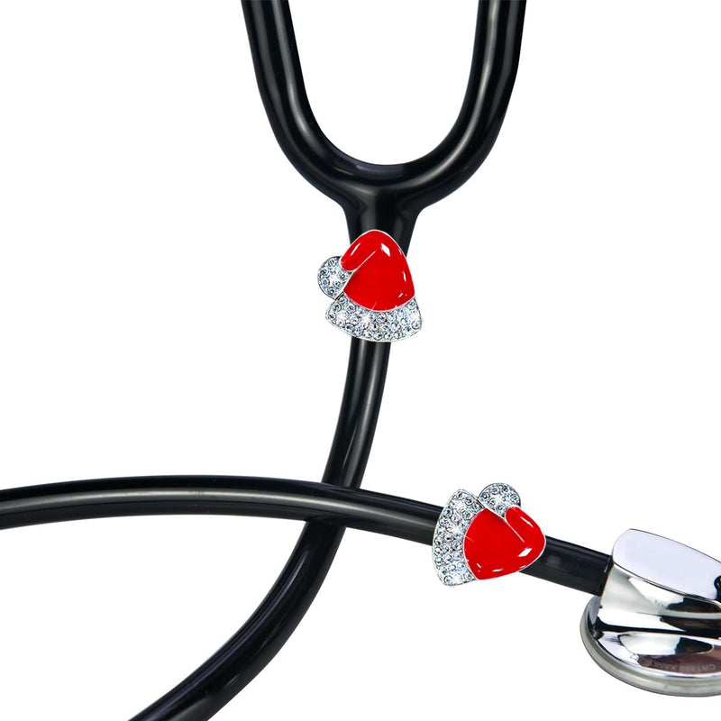 2 Pack Bling Santa Hat Stethoscope Charms, Christmas Hat Stethoscope Tag for Doctor Nurse