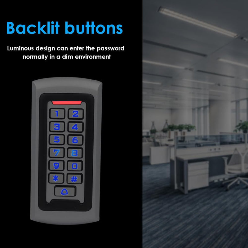 Waterproof Stand Alone Access Control Keypad,Metal RFID Card Reader,Door Access Control System Lock,Electric Gate Opener,Gate Lock,2000 User,Wiegand 26-bit,Proximity 125Khz RFID Card Keyfob