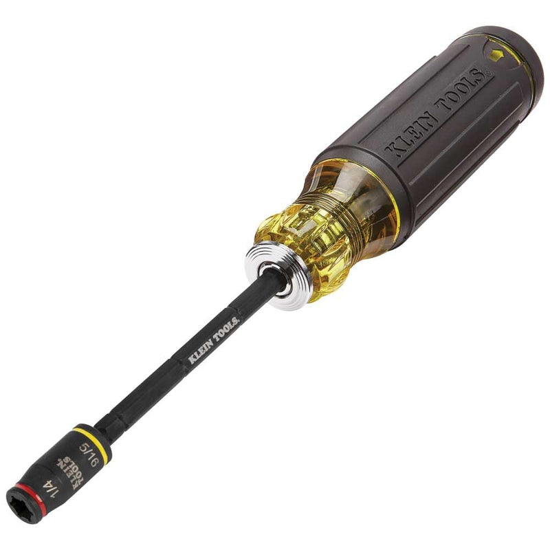 Klein Tools 32767 Impact Driver, SAE 3-in-1 Impact Socket and Bit Holder, Flip Socket with 1/4-Inch and 5/16-Inch Hex Drivers, 5-Inch Length 1 Count (Pack of 1) fastener drive bit
