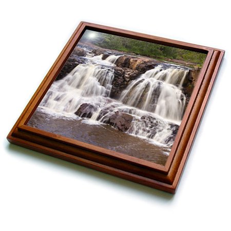3dRose Minnesota, Lake Superior, Gooseberry Waterfalls US24 PHA0030 Peter Hawkins Trivet with Ceramic Tile, 8 by 8", Brown