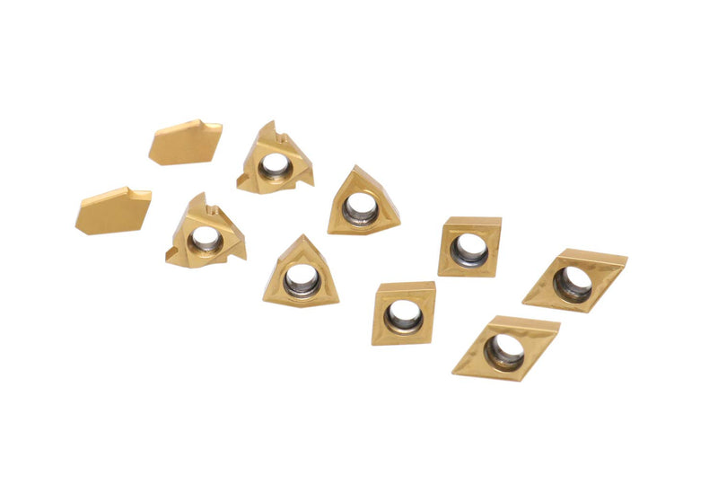 Accusize Carbide Inserts Set for 2988-0034, 10 Pc Total, Grade C6 | 2 Each of 16ER, GTN-3, WCMT32.51, CCMT32.51, and DCMT32.51; TiN and CVD Coated for Steel, 2988-0034INSERTS