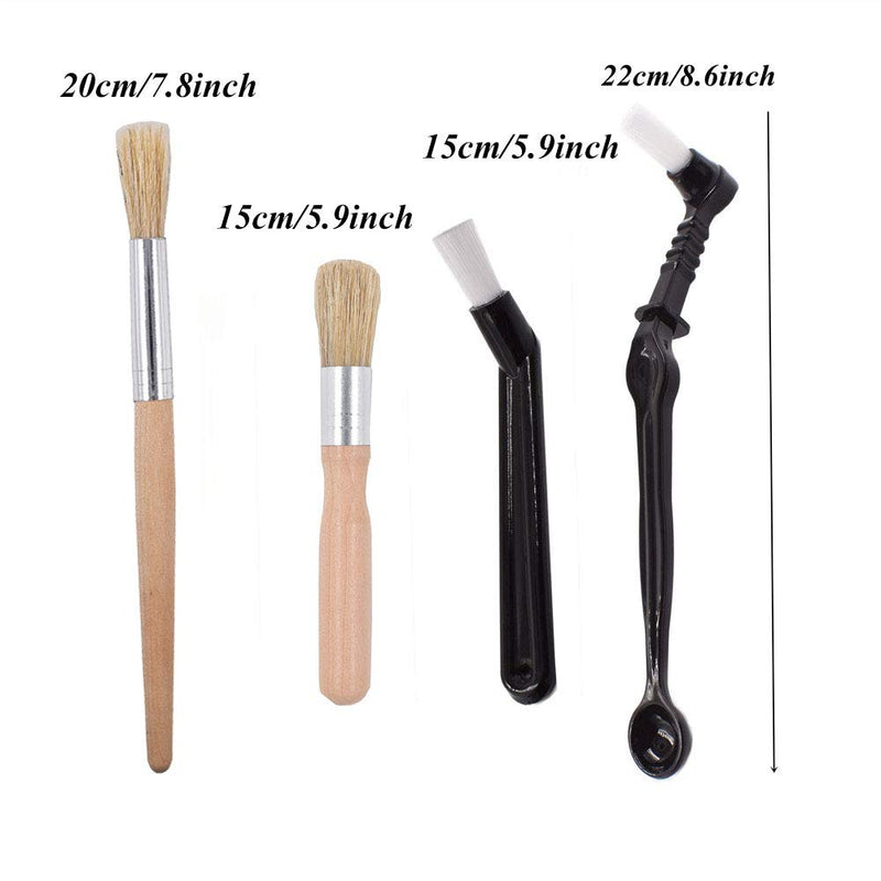 Coffee Machine Cleaning Brush Set - 4 Piece Set Including Wooden and Nylon Brushes for Grinders and Group Heads