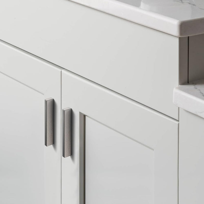 Goo-Ki 6 Pack 3 Inch Satin Nickel Knurled Cabinet Pulls - Modern Bar Handles - Textured Grip for Drawer, Dressers, Furniture Hardware 3 Inch Center to Center