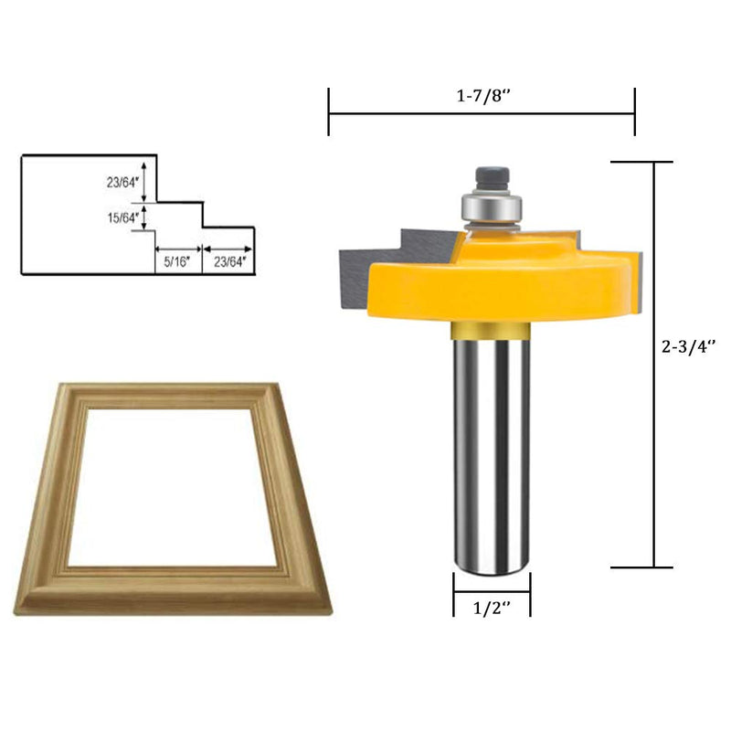 TAIWAIN Router Bit Set 1/2 Inch Shank 3 PCS, Frame Wood Milling Cutter,Rail &Stile Woodworking Miter Carbide CNC Cutting Router Bits Sets Tool for Cabinet Drawer Door Surfacing (G1-G) G1-G