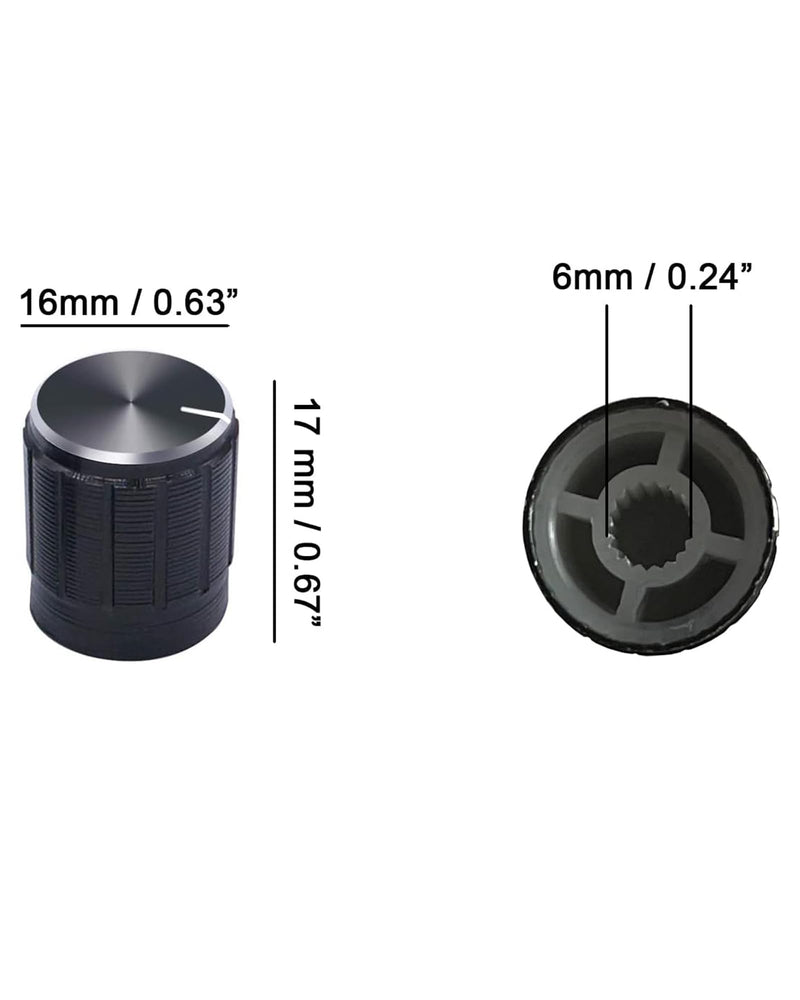 Floor Lamp Dimmer Switch Knob Control - 10pcs 6mm Rotary Switch Knob Replacement - 17x17mm Black 17*17mm