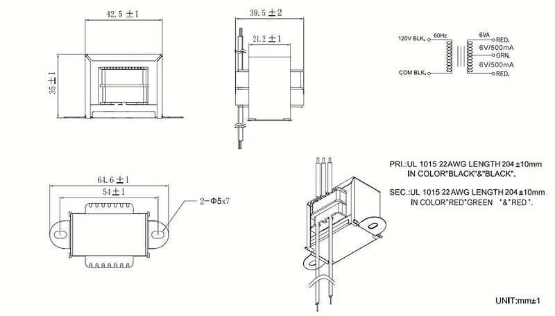 HQRP 120V-AC to 12V-AC Transformer Center Tapped CT 6V-0-6V 0.5A 120v-to-6v-0v-6v Replacement fits Emergency Light, CCRadio