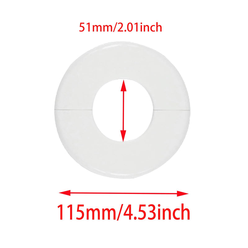 2 Pack Wall Split Flange ABS Round Escutcheon Plate for 2.0"/ 51mm Diameter Pipe Faucet Decoration Accessories (White) 2.0 Inch