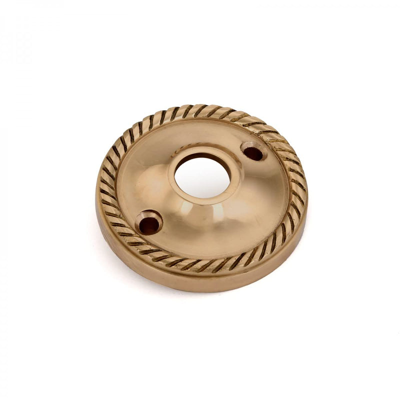 Renovators Supply Manufacturing Brass Victorian Door Knob Rosettes Pair 2.5" W Backplate Roped Design Cabinet Knob Back Plate Hardware RSF Finish Roses Protective Furniture Hole Covers with Screws Roped Brass-Pack of 1