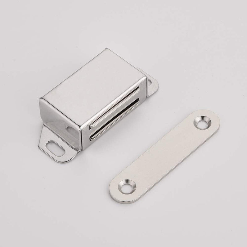 JQK Magnetic Cabinet Door Catch, Stainless Steel Closet Catches with Strong Magnetic, 1.2mm Thickness Furniture Latch 30 lbs (Pack of 4), CC101-P4 Silver