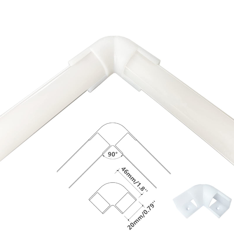 8-Pack 16MM Wide V Shape LED Strip Channel 90 Degree White Connector,Under Cabinet 45 Curved Cover profile Corner Kit,Inner Right Angle Turning link Solution With Mounting Kit (White)