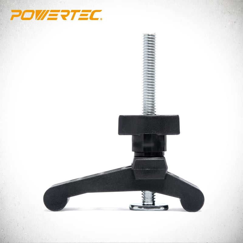 POWERTEC 8PK T-Track Hold Down Clamp with 3-1/2” T Track Bolts for CNC Machine, Table Saw Sled, Drill Press, Work Bench, T Track Accessories for woodworking (71661-P4) 3-3/4” HD Clamp, 8PK