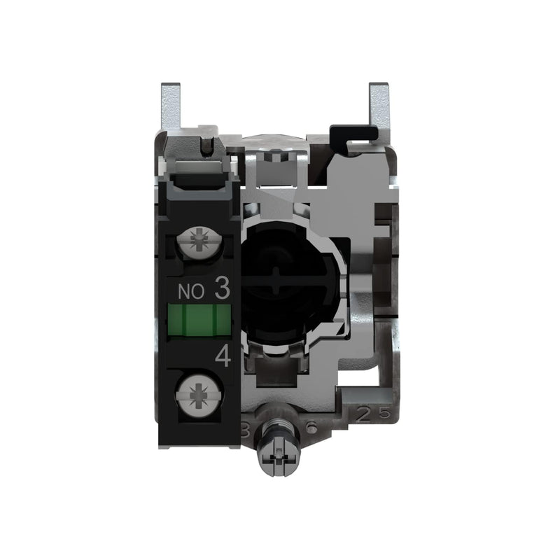 Schneider Electric XB4BA21 Push Button Switch for Industrial Machinery, Chromium Plated Metal Bezel, Fits 22mm Diameter Cutouts, Spring Return, 1NO, Black Flush