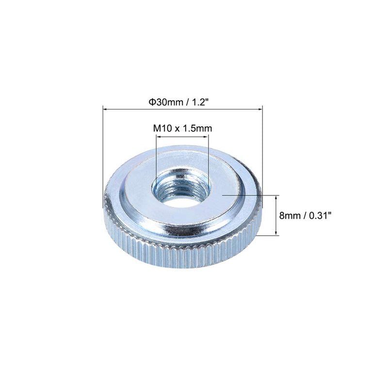 uxcell Round Knurled Thumb Nuts Conector Lock Adjusting Nuts, M10 Female Threaded Thin Type, Blue Zinc Plating, Pack of 5