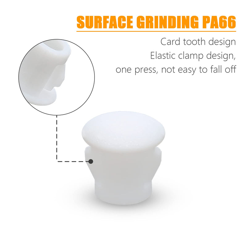 100PCS 6mm (1/4") White Hole Plugs Plastic Flush Type Hole Plugs Snap in Locking Hole Tube, Furniture Fencing Post Pipe Insert End Caps (White) 6mm (1/4")