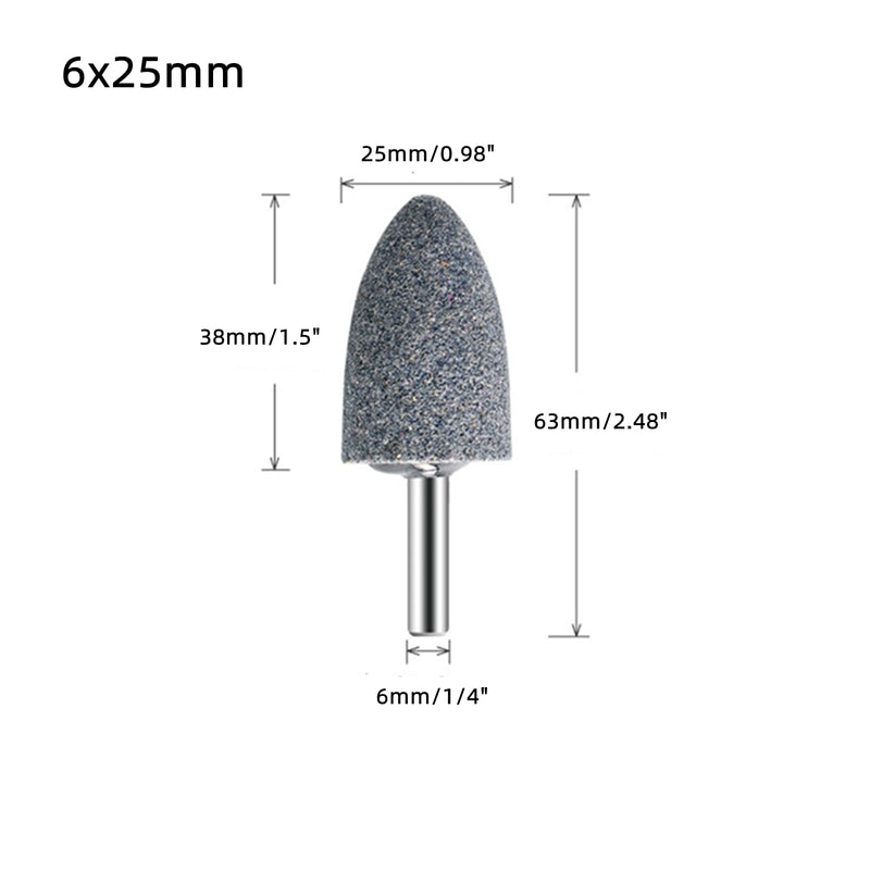dophee 10Pcs 25mm Cone Shape Aluminum Oxide Mounted Grinding Stones Rotary Grinding Bits with 1/4" Shank for Electric Rotary Tools Drill Grinder