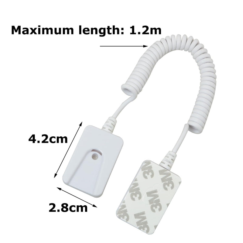 MEETOOT 2PCS Retractable Cable Lock Spring Loaded Cable Box White Square Security Chain Suitable for Remote Control and Tablet Showroom and Mobile Phone