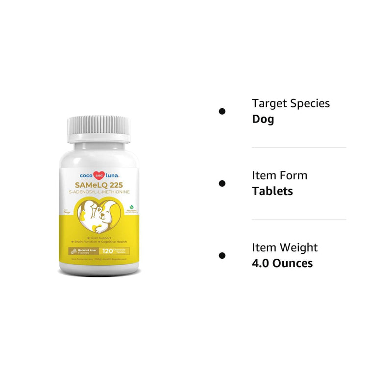 SAMe for Dogs - S-Adenosyl-L-Methionine, Liver Supplements for Dogs - Brain Supplement for Dogs, Promotes Cognitive Support, Liver Support Supplement Tablets