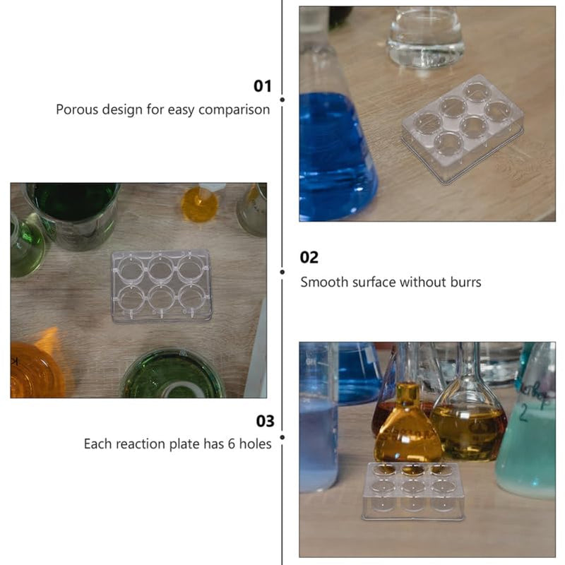 ULTECHNOVO 10 Pcs Reaction Plates Transparent Well Hole Board for Chemistry Experiments Laboratory Supplies Microchemistry Stem Science Education 3.34 X 2.36 X 0.98 in