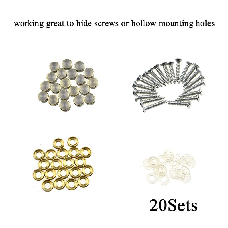 Hahiyo 10mm Diameter Mirror Screws Brushed Copper Material Solid Easy Install Brass Washer Decorative Caps Fasteners Nails Bronze 20 Pairs for Bathroom Mirrors Panels Kitchen Ceiling Arts Crafts 10mm-20sets-Bronze