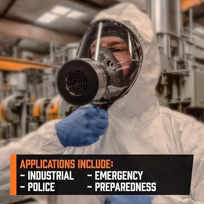MIRA Safety CM-I01 Full-Face Industrial-Grade Gas Mask with 40mm NATO Filter Compatibility and Advanced Valve Design Cm-i01 Black