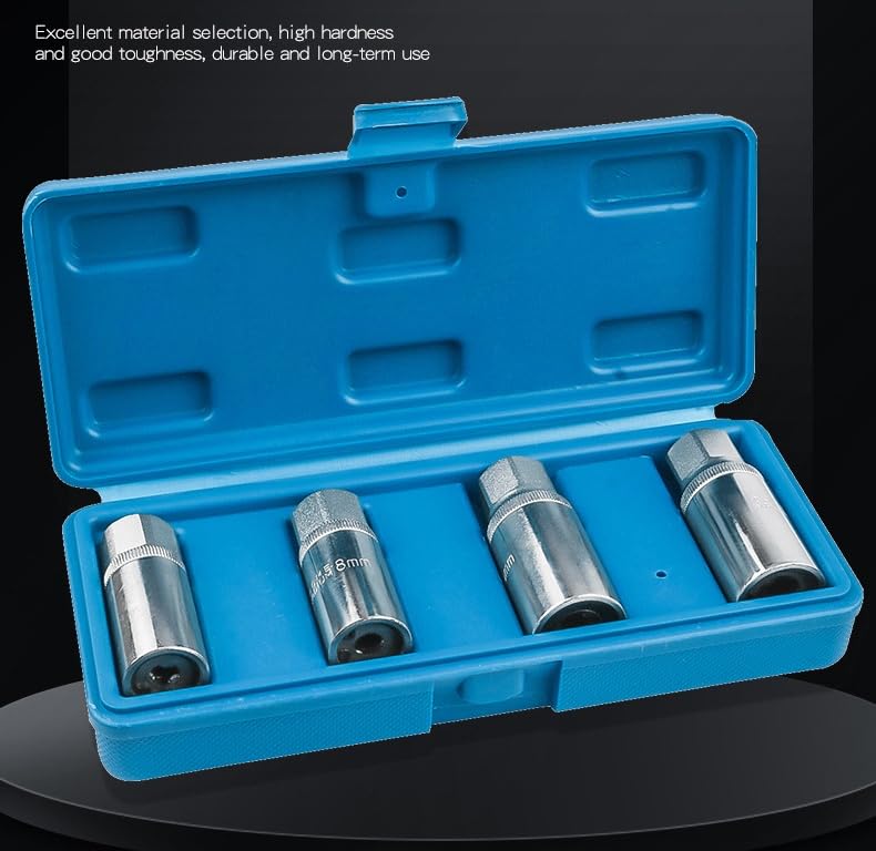 Stud Extractor Set, Broken Stud Removal Socket 4-Piece Metric Stud Remover Set 12.5mm Square Drive Sturdy Portable Nut Remover – Stud Puller Sockets 6, 8,10,12mm
