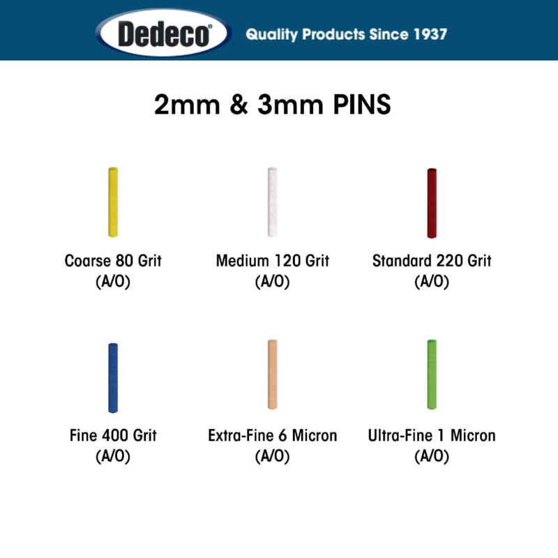 Dedeco Sunburst - 3mm Pins - Precision Thermoplastic Rotary Cleaning and Polishing Tool Set, Assorted: 8 Each 6 Grit Textures Plus 7083 Mandrel (49 Piece) 3mm - Asst: 8 Each 6 Grit Textures & 7083 Mandrel 49