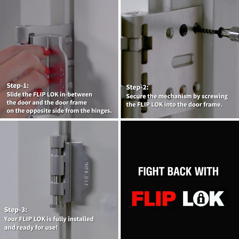 FlipLok High Security Door Lock - 10X Stronger Than a Deadbolt, Keypad Lock, Bronze, Keyless