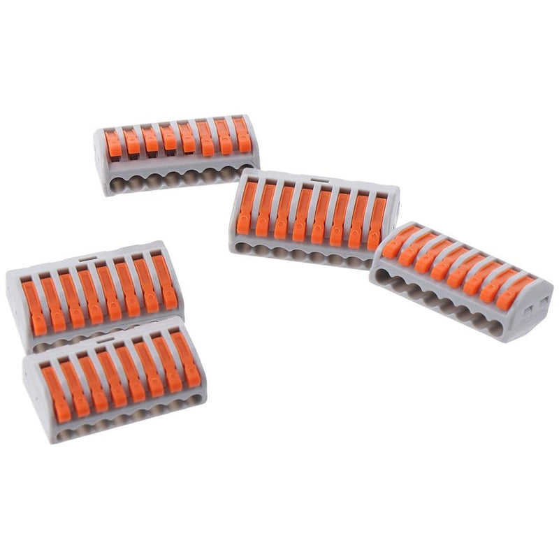 10Pcs Classified Conductor, Useful Compact Terminal, PCT-218 Cable Connect, Tie Rod Nut, Orange 8-Port Wire Connector for Quick Connect
