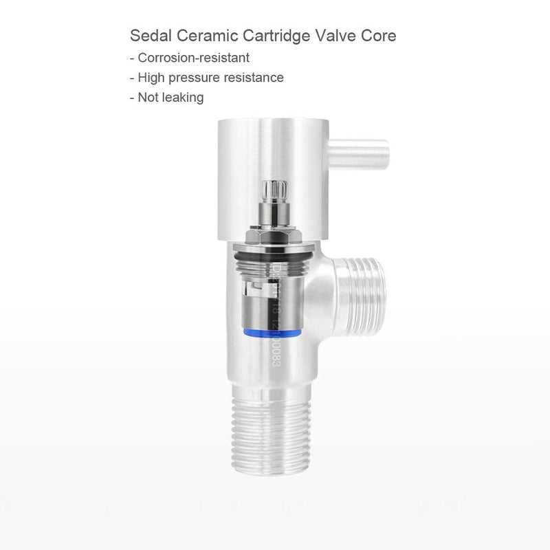 Poeland Modern Quarter Turn Angle Stop Valve 304 Stainless Steel Faucet Triangle Valve 1/2" G thread