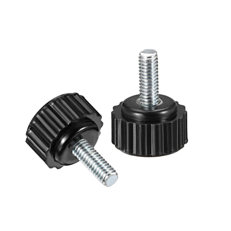 uxcell 6pcs Knurled Clamping Knobs M4 x 10mm Metric Zinc Plated Carbon Steel Male Thread Thumb Screw on Type 16mm Plastic Round Head Threaded Hand Bolt Stud Knobs Black M4 x 10mm x 16mm