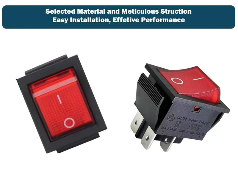 2 Pcs On/Off Switch Fits Batery Load Tester Compatible with Schum-acher BT-100 Compatible with Voltmeter no More Than 100Amp 4 Pin Rocker Switch with Red Light 16A 250VAC/125VAC