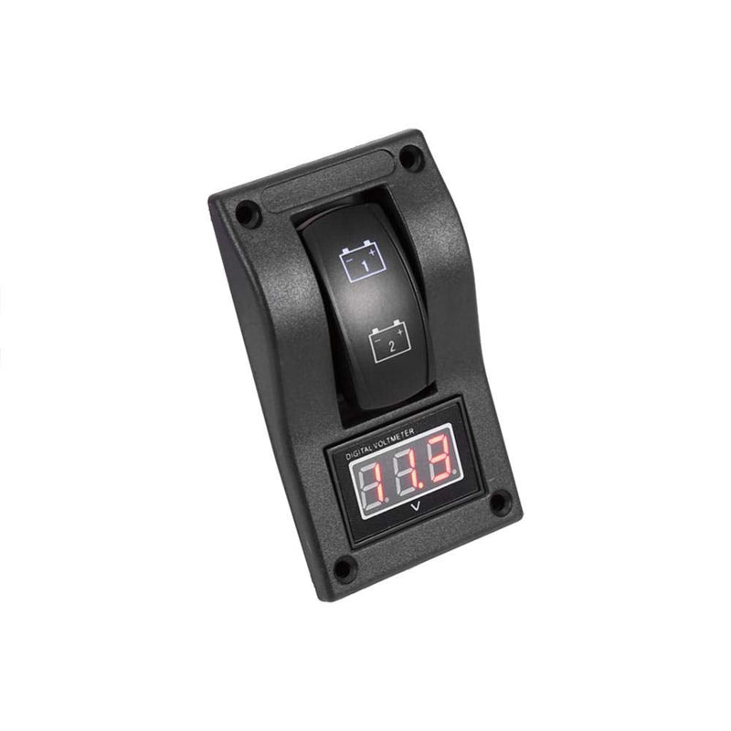 Acouto 4P ON-Off-ON Dual Battery Test Panel, 12V DC Marine Boat Voltmeter LED Dual Battery Test Panel Rocker Switch ON-Off-ON