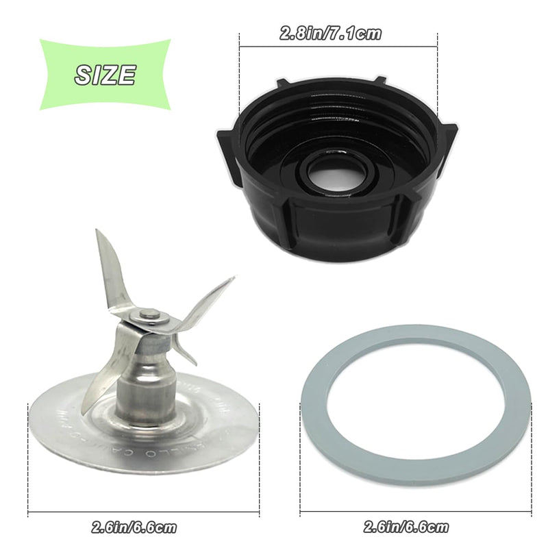 for Oster Blender Replacement Parts Blender Ice Crusher Blade with Jar Base Cap and Two Rubber O Ring Sealing Ring Gasket, Compatible with Oster Osterizer Blenders Accessories