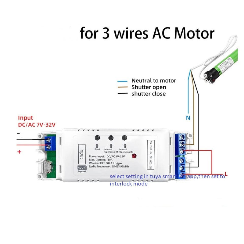 2CH WiFi RF Wireless Switch Relay,Inching Self-Locking Interlock Mode,Compatible with Alexa Goolge Home (Smart Life app WiFi RF Bluetooth Relay)