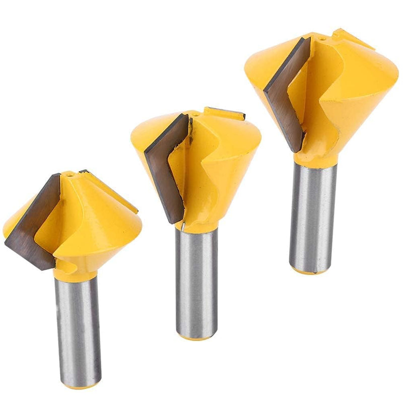 3pcs/Set Router Bit, 1/2" ShankBird's Mouth Glue Joint Woodworking Milling Cutter for Boxes Drawers Chests